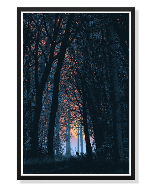 Crane in the Woods Poster by Dan McCarthy (Large Timed Edition)